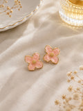 Boucles d'Oreilles Fleur Rose - Acier Inoxydable